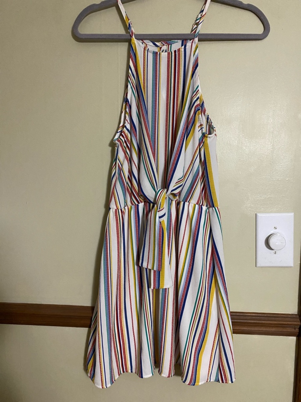 Moa Moa White Multi-Color Striped Mini Romper